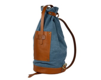 Leather and waxed canvas BACKPACK, customizable and handmade in Italy