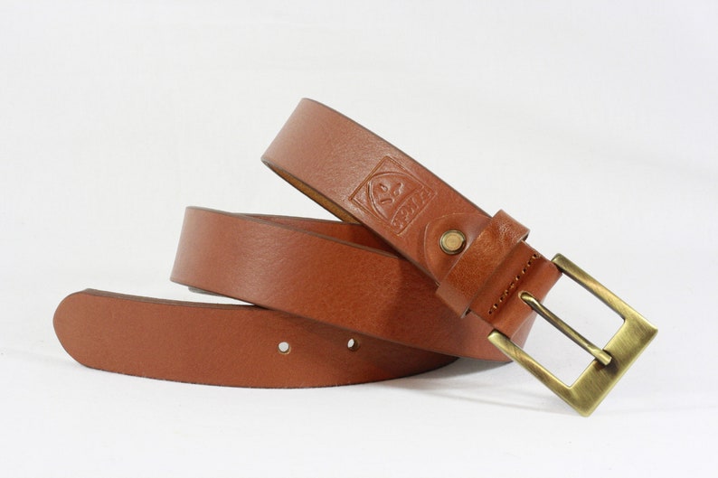 Men's COGNAC LEATHER classic BELT for men,without seams, 3 cm image 1