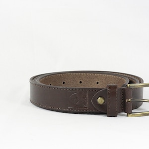 Men&#39;s dark brown LEATHER classic BELT for men, with seams, 3 cm