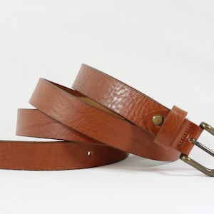 Men&#39;s COGNAC LEATHER classic BELT for men,without seams, 2,5 cm
