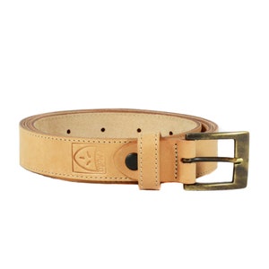 Men&#39;s NATURAL LEATHER classic BELT for men, with seams, 3 cm