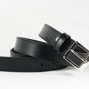 Men&#39;s BLACK LEATHER classic BELT for men,without seams, 3 cm