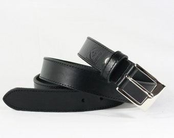 Men's BLACK LEATHER classic BELT for men,without seams, 3 cm