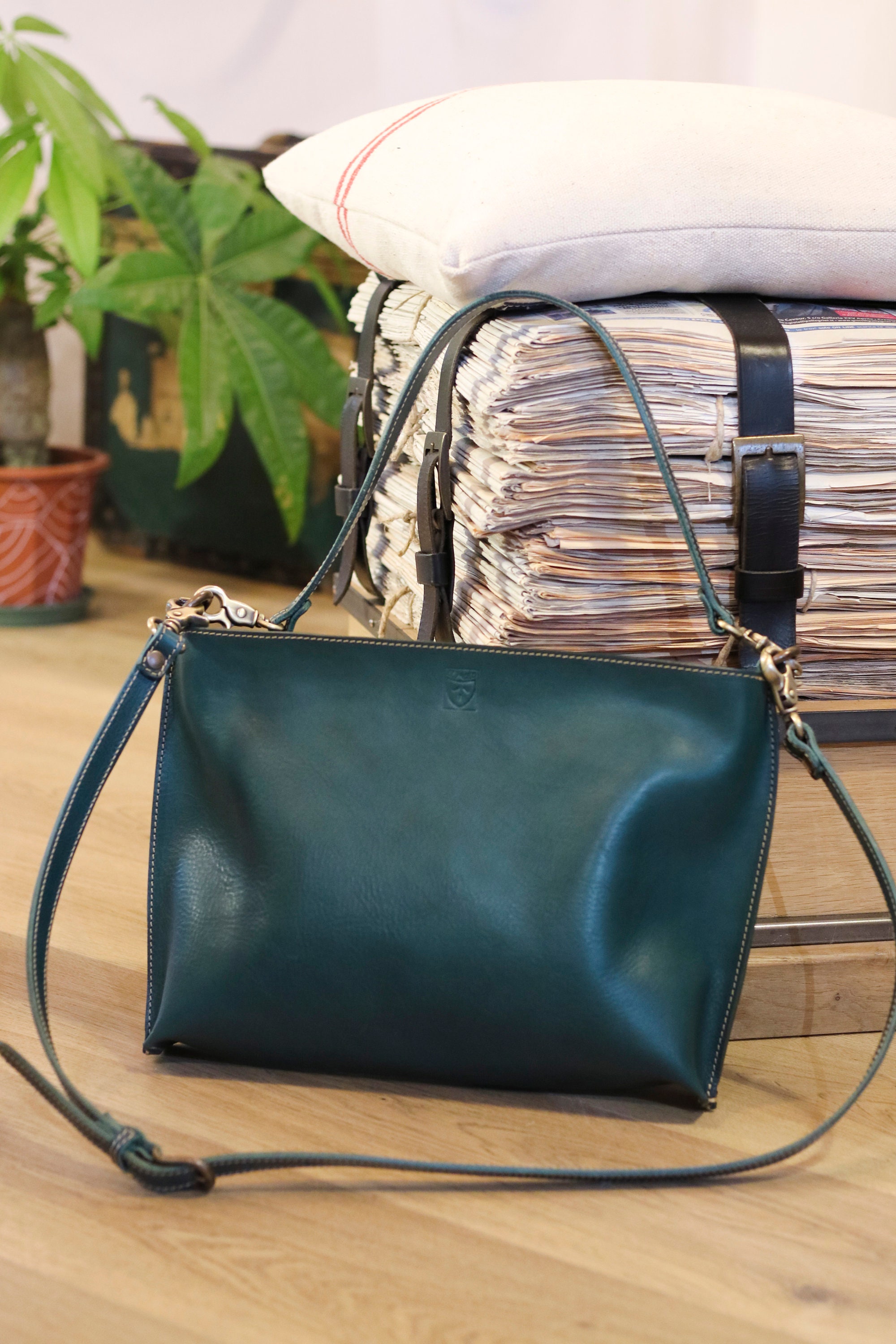 Handmade Green LEATHER BAG for Woman Handmade in Italy 