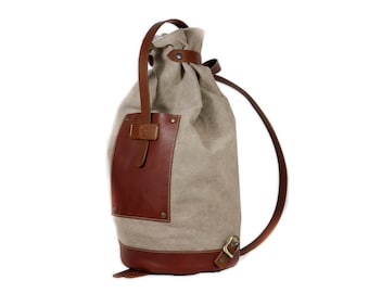 CANVAS and full grain LEATHER BACKPACK, bohemian style