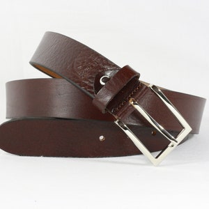 Men&#39;s english red LEATHER classic BELT for men, without seams, 3,5 cm