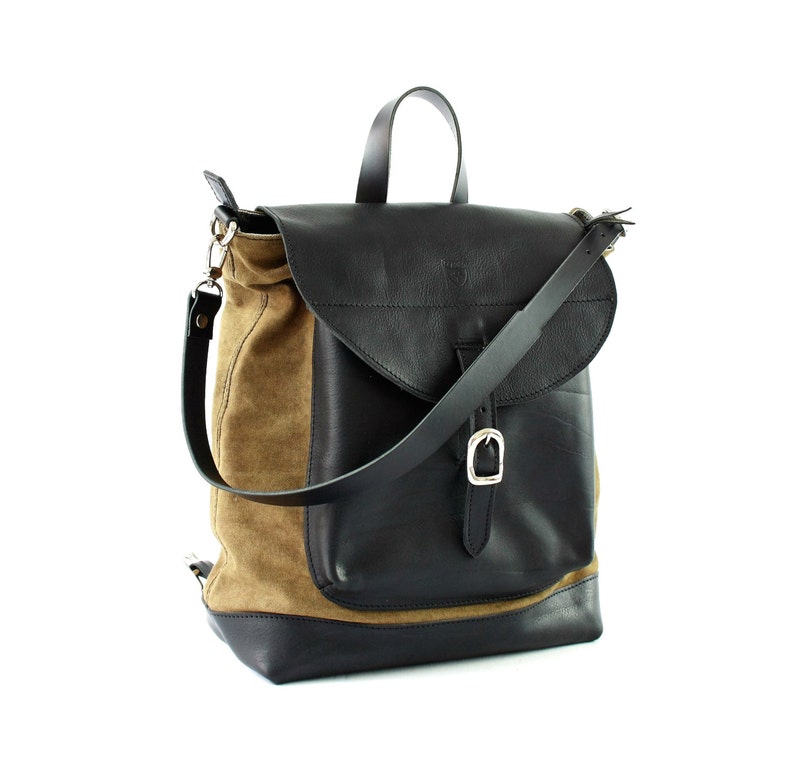 Woman backpack Leather bag Diaper black bag Shoulder bag Tote Leather Backpack 2 in 1 Bags and purses Crossbody bag Backpack purse