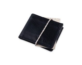 Black leather WALLET, handmade in Italy