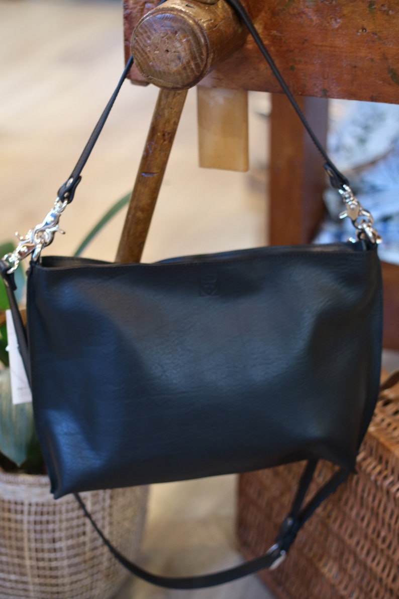 Handmade black LEATHER BAG for woman, handmade in Italy image 2