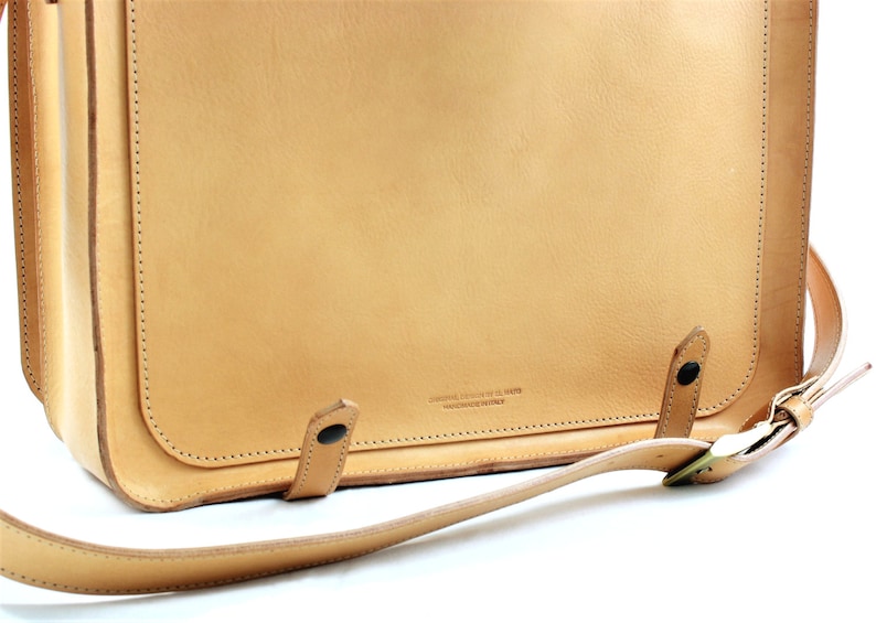 Tan LEATHER MESSENGER BAG image 5