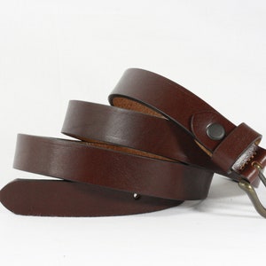 Men&#39;s english red LEATHER classic BELT for men, without seams, 2,5 cm