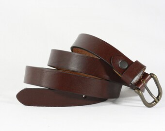 Cintura in CUOIO color ROSSO INGLESE, liscia senza cuciture, alta 2,5 cm