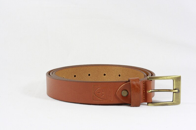 Men's COGNAC LEATHER classic BELT for men,without seams, 3 cm image 2