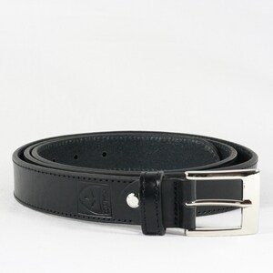 Men&#39;s BLACK LEATHER classic BELT for men, with seams, 3 cm