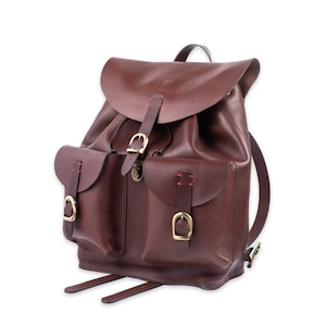 LEATHER BACKPACK in full grain tuscan leather, handmade in Italy