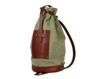 LEATHER and canvas HANDMADE RUCKSACK for nature lovers