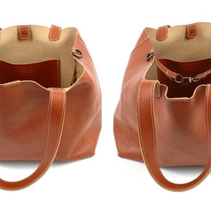 Italian LEATHER TOTE BAG, Shoulder bag, Oversize bag, Bags and purses, vegetable tanned image 4
