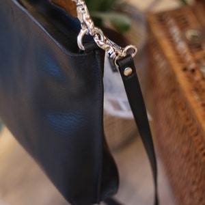 Handmade black LEATHER BAG for woman, handmade in Italy image 4