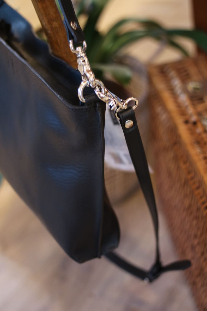 Handmade black LEATHER BAG for woman, handmade in Italy image 4