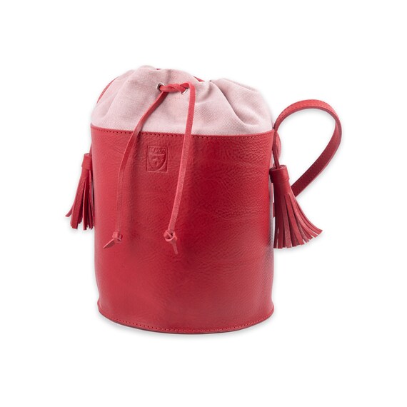 RED LEATHER Bucket BAG for Woman Etsy Ireland