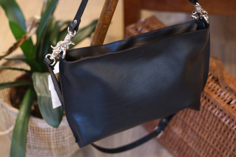 Handmade black LEATHER BAG for woman, handmade in Italy image 3