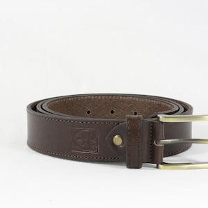 Men&#39;s dark brown LEATHER classic BELT for men, with seams, 3,5 cm