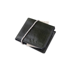 MENS dark green LEATHER WALLET with money clips and cards holder