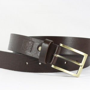 Men&#39;s dark brown LEATHER classic BELT for men, without seams, 3,5 cm