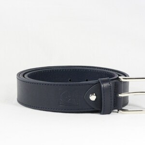 Men&#39;s BLUE LEATHER classic BELT for men, with seams, 3,5 cm