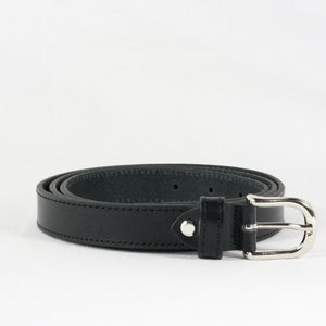Men&#39;s BLACK LEATHER classic BELT for men, with seams, 2,5 cm