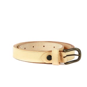 Men&#39;s NATURAL LEATHER classic BELT for men, with seams, 2,5 cm
