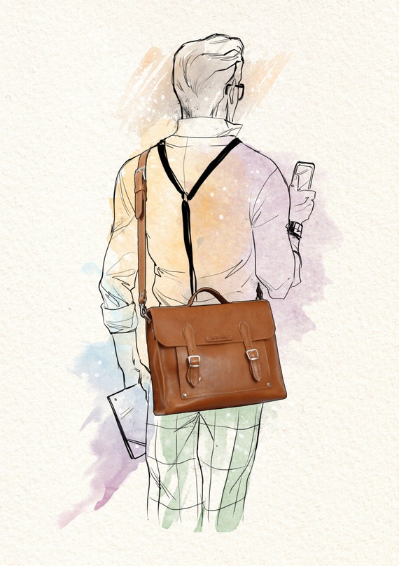 Full grain LEATHER BRIEFCASE for him Etsy
