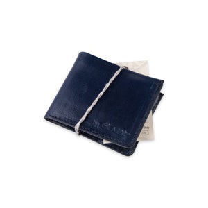 HEREN PORTEMONNEE in blauw handgemaakt LEER