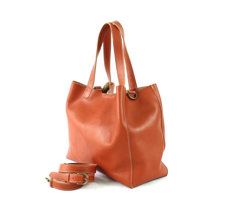 Italian LEATHER TOTE BAG, Shoulder bag, Oversize bag, Bags and purses, vegetable tanned image 3