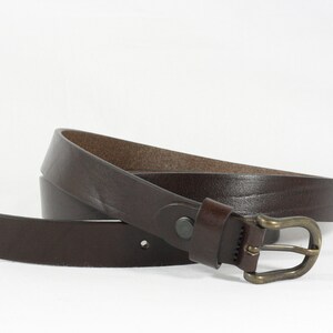 Men&#39;s dark brown LEATHER classic BELT for men, without seams, 2,5 cm