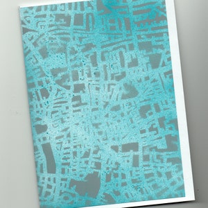 Urban East London (Shoreditch) carte au pochoir à la main - carte de voeux - pochoir abstrait