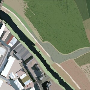 Luchtkaart van stedelijk Oost-Londen-print/kaart- Clapton- Hackney-Walthamstow Marshes Lea Valley