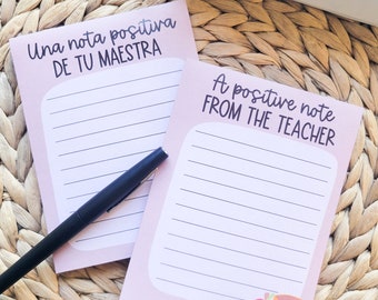 A Positive Note from the Teacher Note Pad | Available in English or Spanish