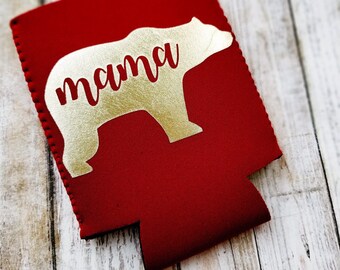 Mama Bear Can Cooler | Multiple colors Available | Letter Color Options