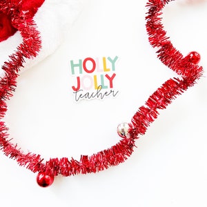 Holly Jolly Teacher Vinyl Sticker | Laptop Sticker | Water Bottle Sticker