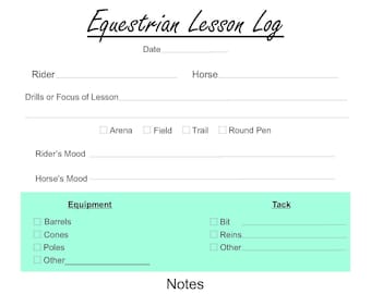 Equestrian Lesson Log