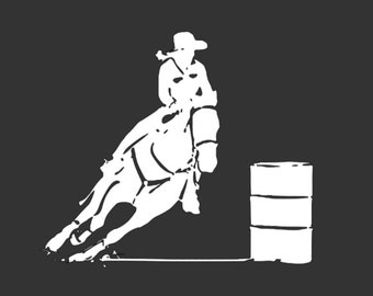 Woman Barrel Racing Vinyl Decal – Customizable Equestrian Decor