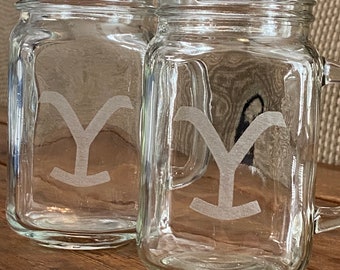 Custom Engraved Glass Mason Jar Mugs Set of 4 | Personalized Logo Drinkware | 16oz Etched Beer Mugs | Business & Event Gifts