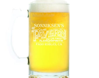 Personalized Glass Mug with Handle, 26.5 oz for your Tavern
