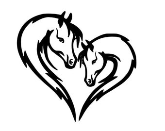 Horse Heads Heart Vinyl Decal – Customizable Truck & Trailer Decor