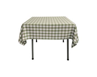 58" Square Polyester Checkered Overlay Table Linens . Made in the USA