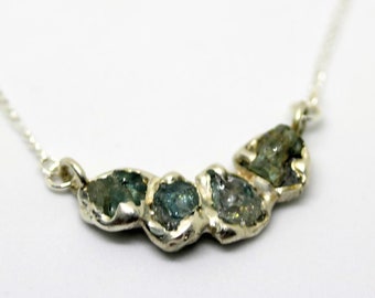 Raw Zircon Necklace in Silver. Multi Stone One of a Kind Necklace