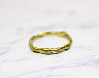 Woven Textured Gold Band, Thin Wedding Band in Gold, Gold Marriage Band, Wedding Ring,One of a kind Made to Order, Gold Marriage Band