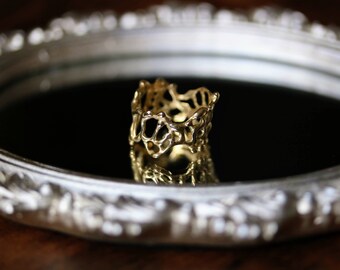 Statement Ring: Organic Lace Ring "Jukai" Size 6.5  Stackable Statement Ring, Every Day wear *ready to ship in Brass