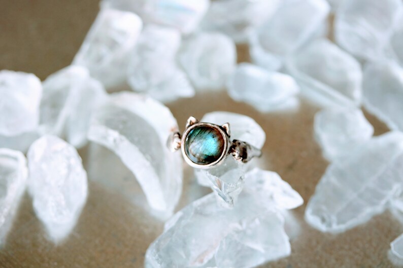 Cat Ring in Silver with Your Choice of Stone Labradorite Etsy